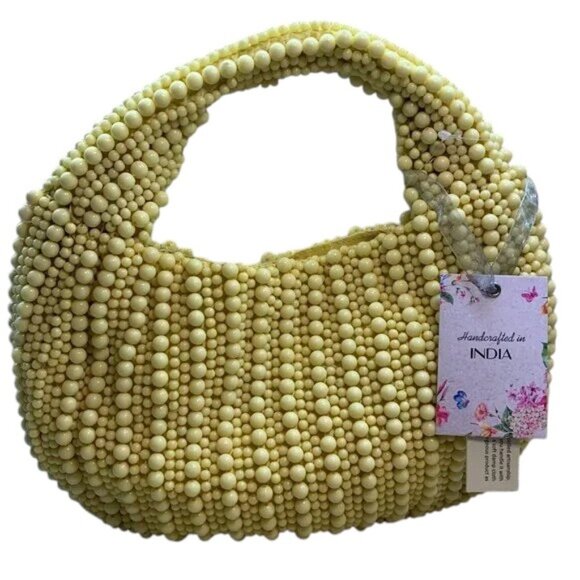 TIK TOK Beaded Yellow Evening Bag NWT - Picture 1 of 8